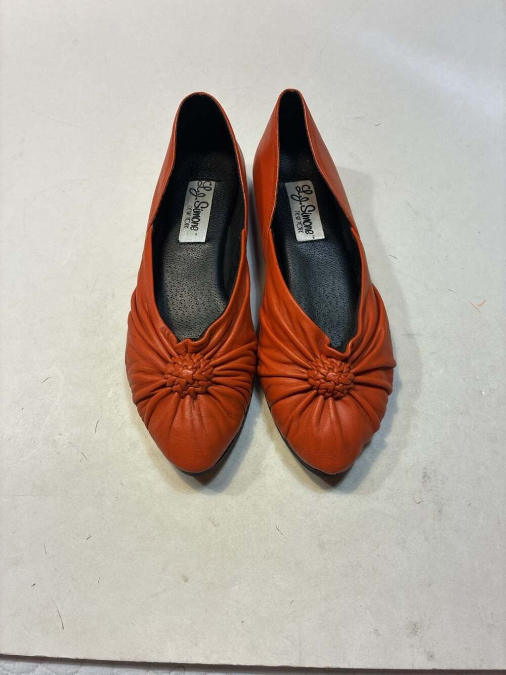 L.J. Simone New York Toni Orange Leather Slip-On Flats Sz 8M